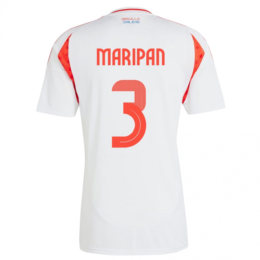 Niño Fútbol Camiseta Chile Guillermo Maripán #3 Blanco 2ª Equipación 24-26 Argentina