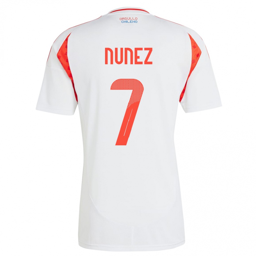 Niño Fútbol Camiseta Chile Marcelino Núñez #7 Blanco 2ª Equipación 24-26 Argentina