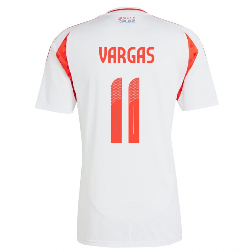 Niño Fútbol Camiseta Chile Eduardo Vargas #11 Blanco 2ª Equipación 24-26 Argentina