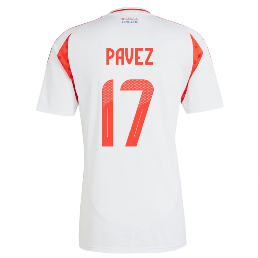 Niño Fútbol Camiseta Chile Esteban Pavez #17 Blanco 2ª Equipación 24-26 Argentina