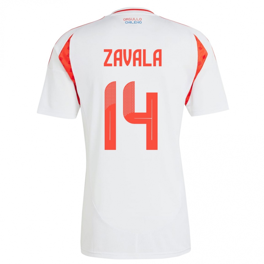 Niño Fútbol Camiseta Chile Cristián Zavala #14 Blanco 2ª Equipación 24-26 Argentina