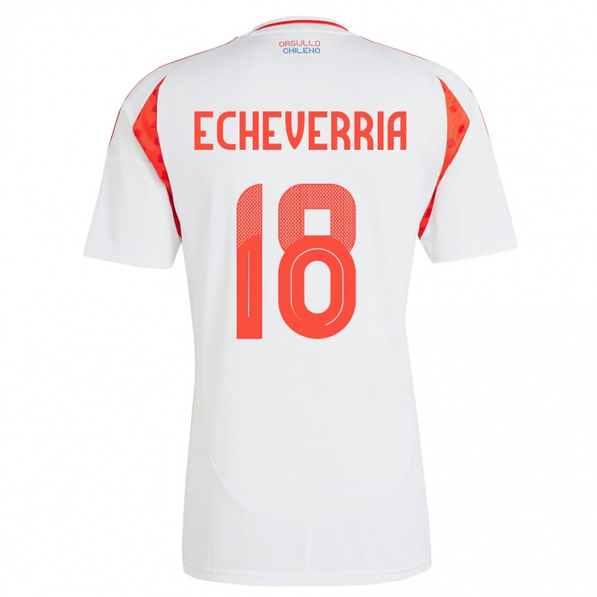 Niño Fútbol Camiseta Chile Rodrigo Echeverría #18 Blanco 2ª Equipación 24-26 Argentina