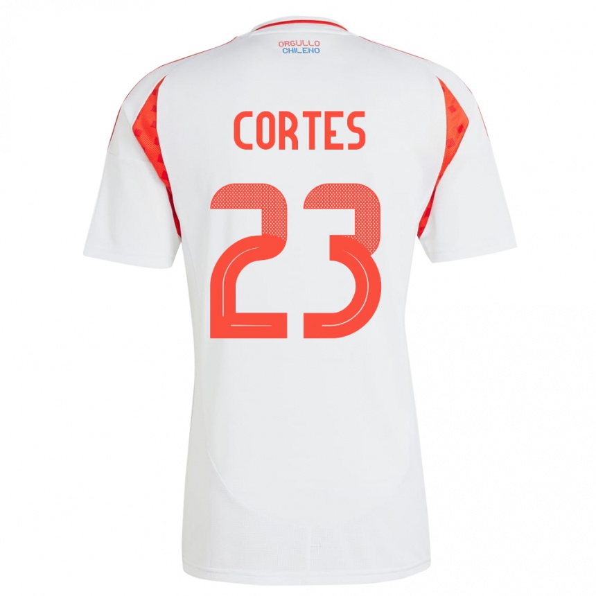 Niño Fútbol Camiseta Chile Brayan Cortés #23 Blanco 2ª Equipación 24-26 Argentina