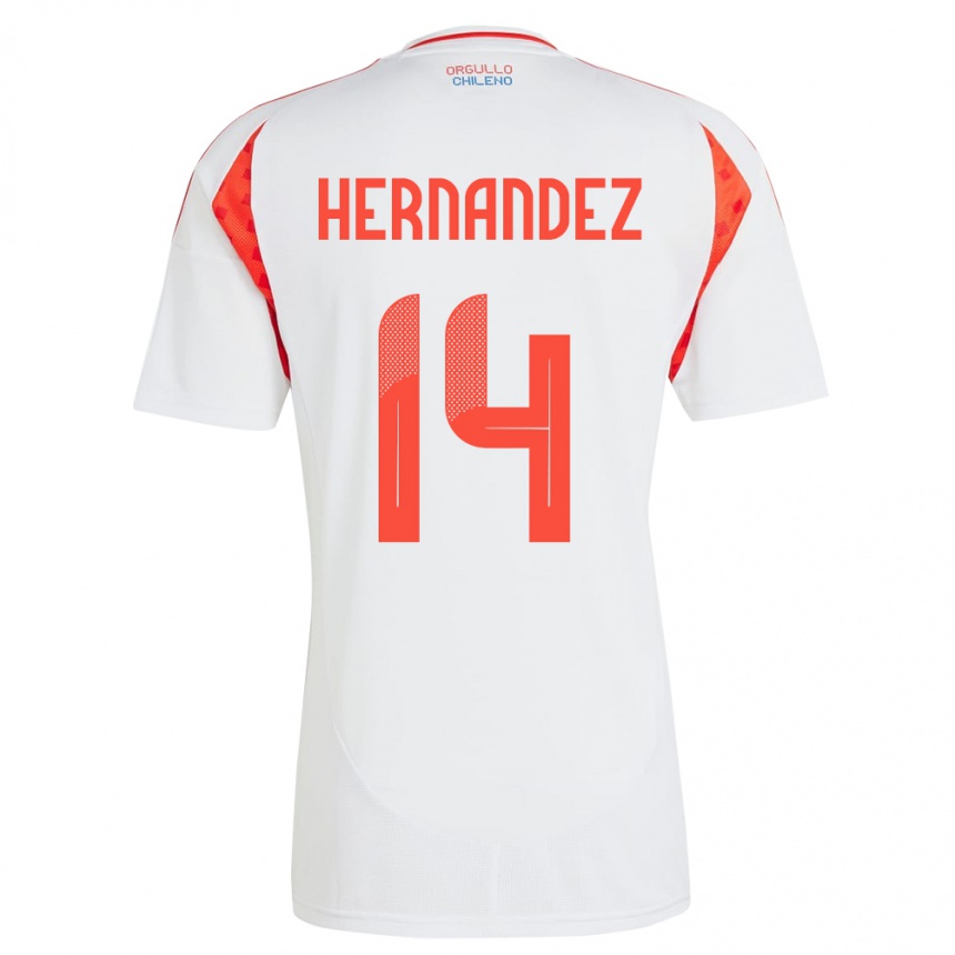 Niño Fútbol Camiseta Chile Leandro Hernández #14 Blanco 2ª Equipación 24-26 Argentina