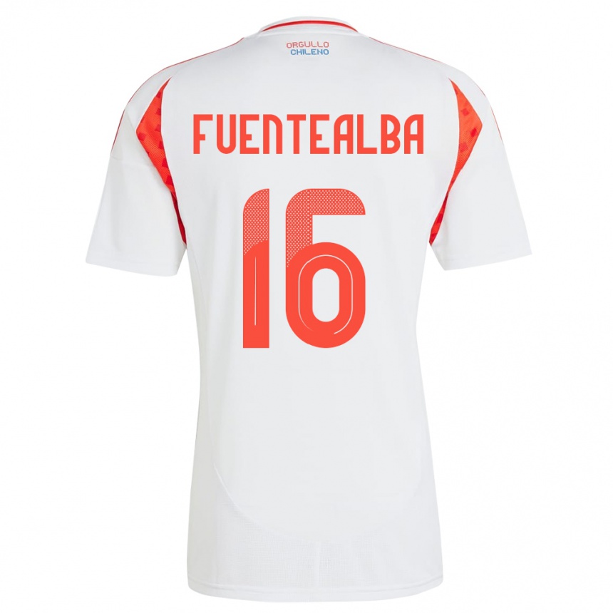 Niño Fútbol Camiseta Chile Jeison Fuentealba #16 Blanco 2ª Equipación 24-26 Argentina