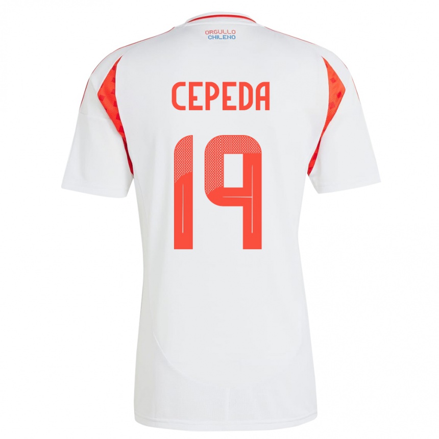 Niño Fútbol Camiseta Chile Lucas Cepeda #19 Blanco 2ª Equipación 24-26 Argentina