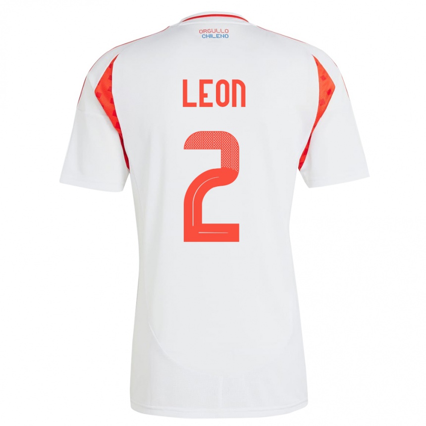 Niño Fútbol Camiseta Chile Maicol León #2 Blanco 2ª Equipación 24-26 Argentina