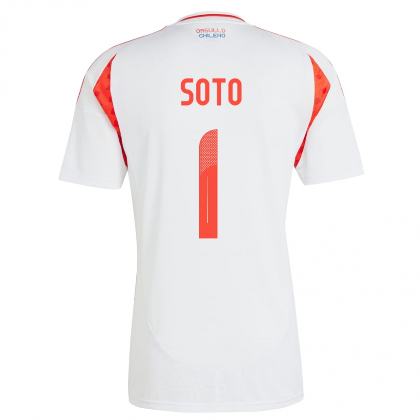 Niño Fútbol Camiseta Chile Fernando Soto #1 Blanco 2ª Equipación 24-26 Argentina