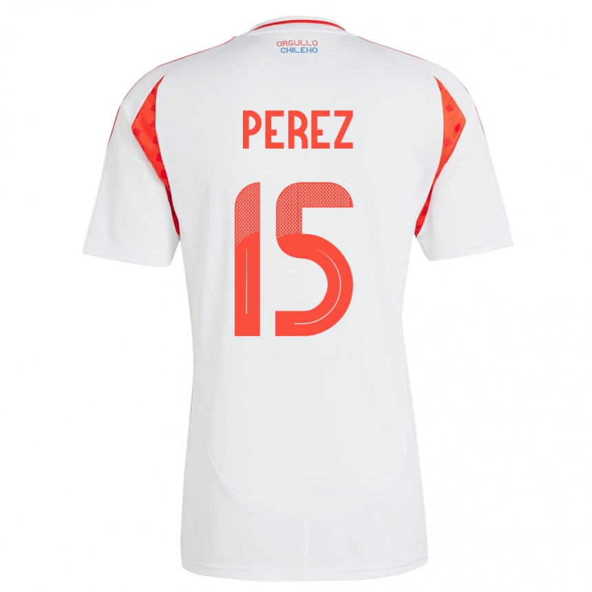 Niño Fútbol Camiseta Chile Ignacio Pérez #15 Blanco 2ª Equipación 24-26 Argentina