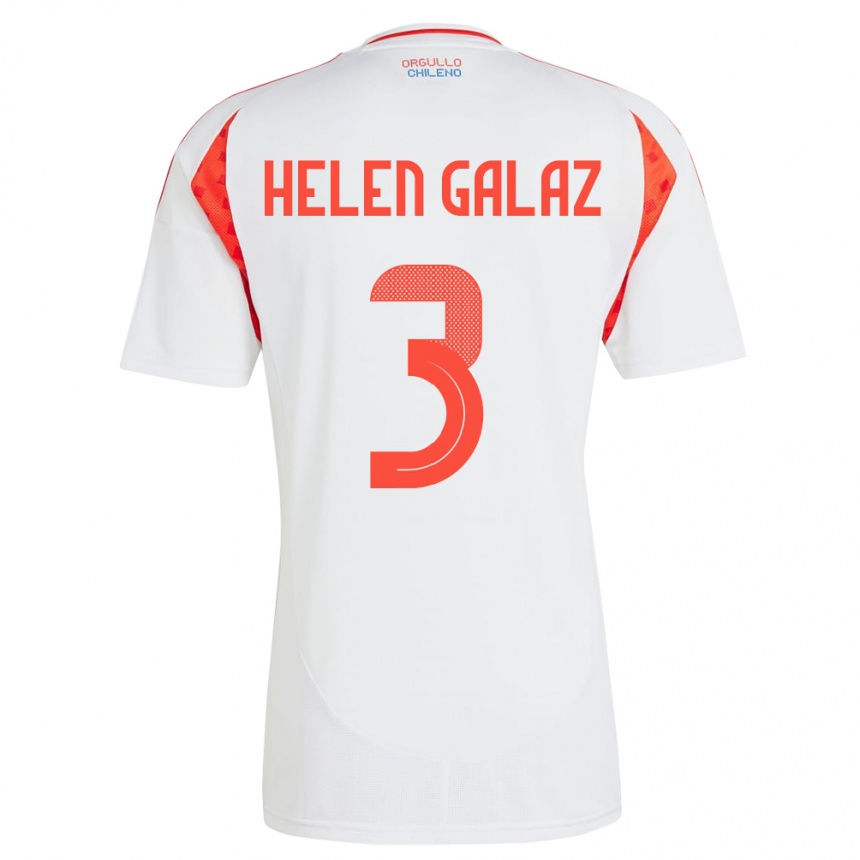 Niño Fútbol Camiseta Chile Su Helen Galaz #3 Blanco 2ª Equipación 24-26 Argentina