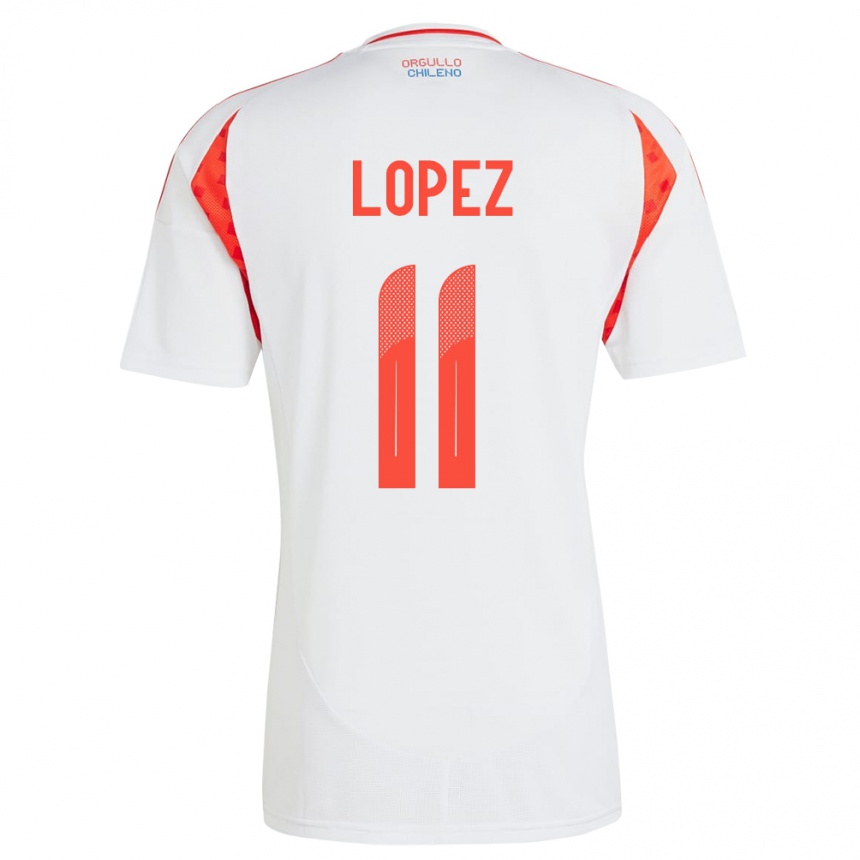 Niño Fútbol Camiseta Chile Yessenia López #11 Blanco 2ª Equipación 24-26 Argentina