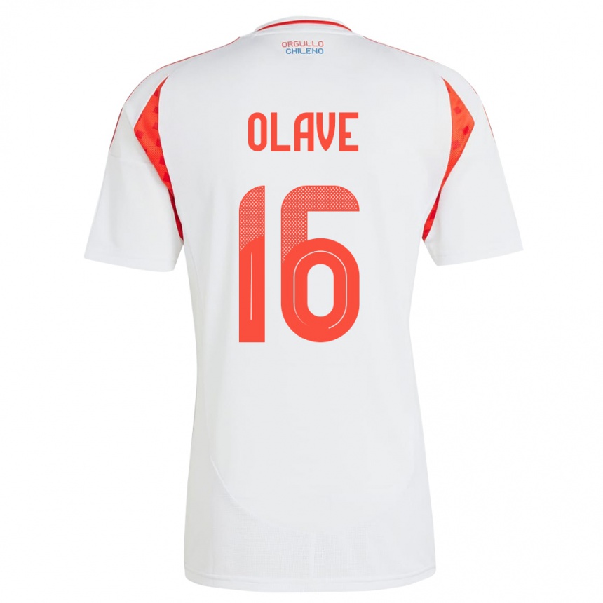 Niño Fútbol Camiseta Chile Isidora Olave #16 Blanco 2ª Equipación 24-26 Argentina