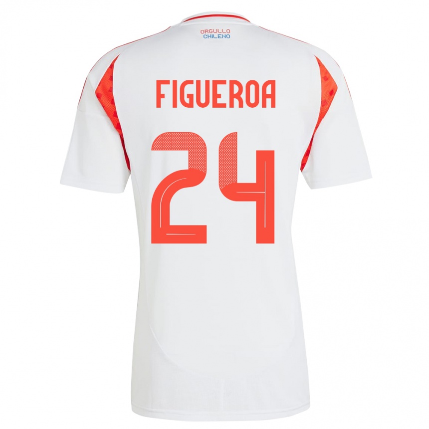 Niño Fútbol Camiseta Chile Ámbar Figueroa #24 Blanco 2ª Equipación 24-26 Argentina