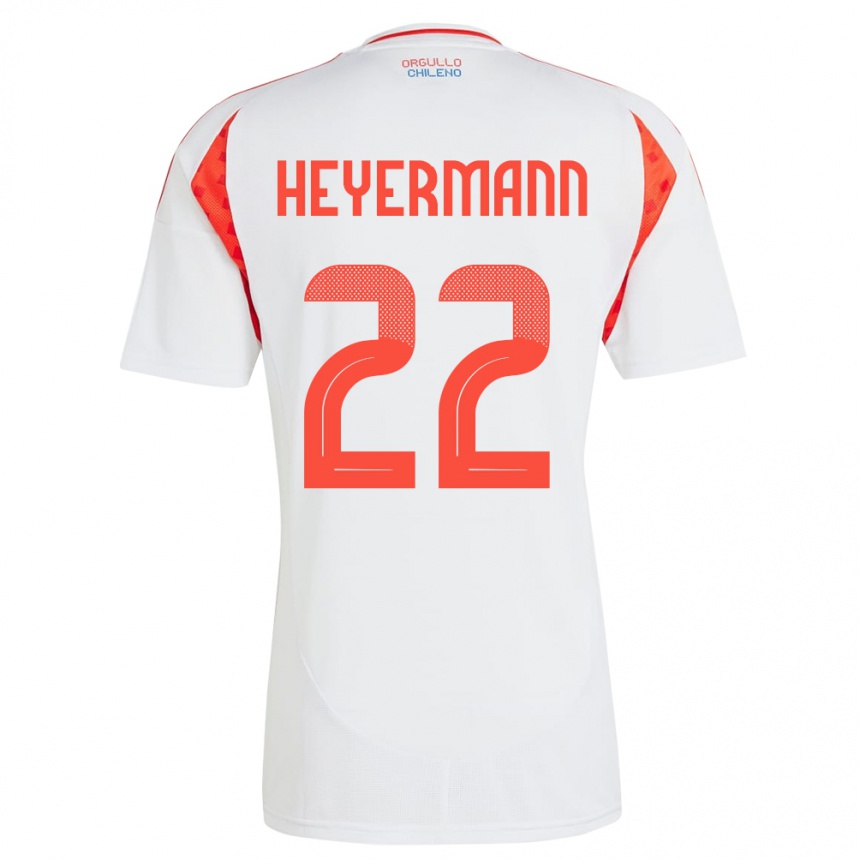 Niño Fútbol Camiseta Chile Agustina Heyermann #22 Blanco 2ª Equipación 24-26 Argentina