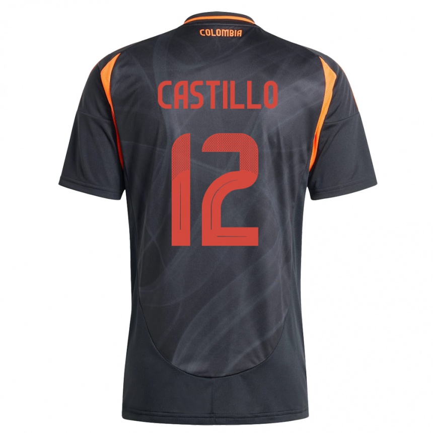 Niño Fútbol Camiseta Colombia Juan Castillo #12 Negro 2ª Equipación 24-26 Argentina