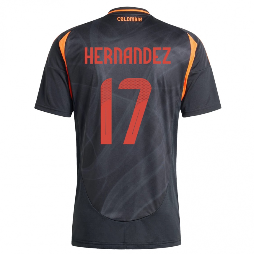 Niño Fútbol Camiseta Colombia Jhoan Hernández #17 Negro 2ª Equipación 24-26 Argentina