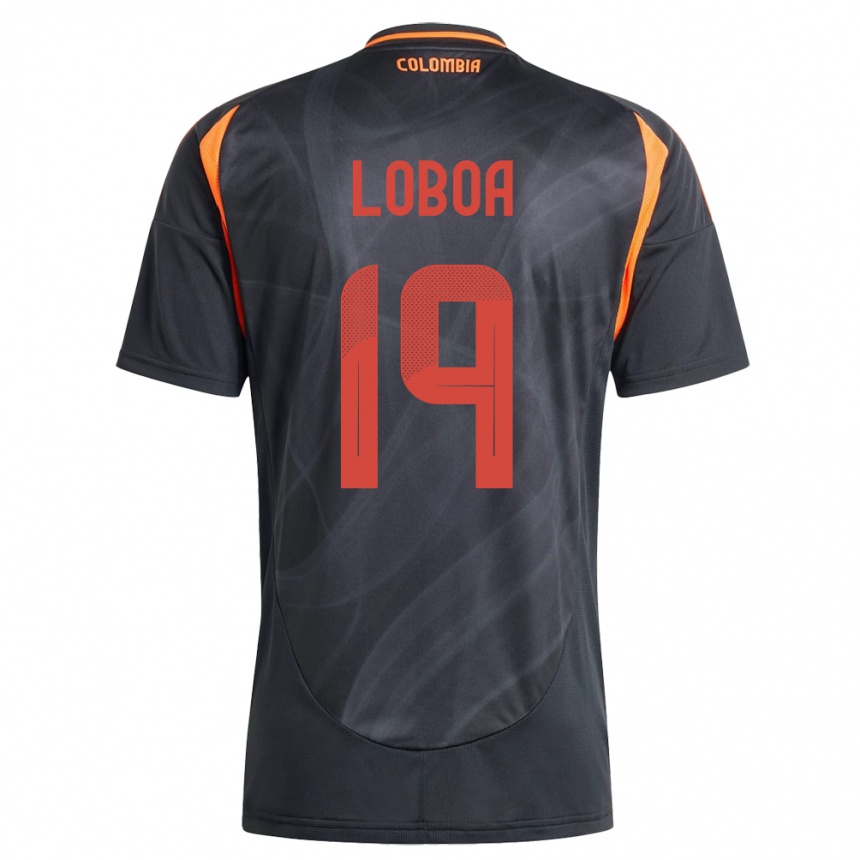 Niño Fútbol Camiseta Colombia Valerin Loboa #19 Negro 2ª Equipación 24-26 Argentina