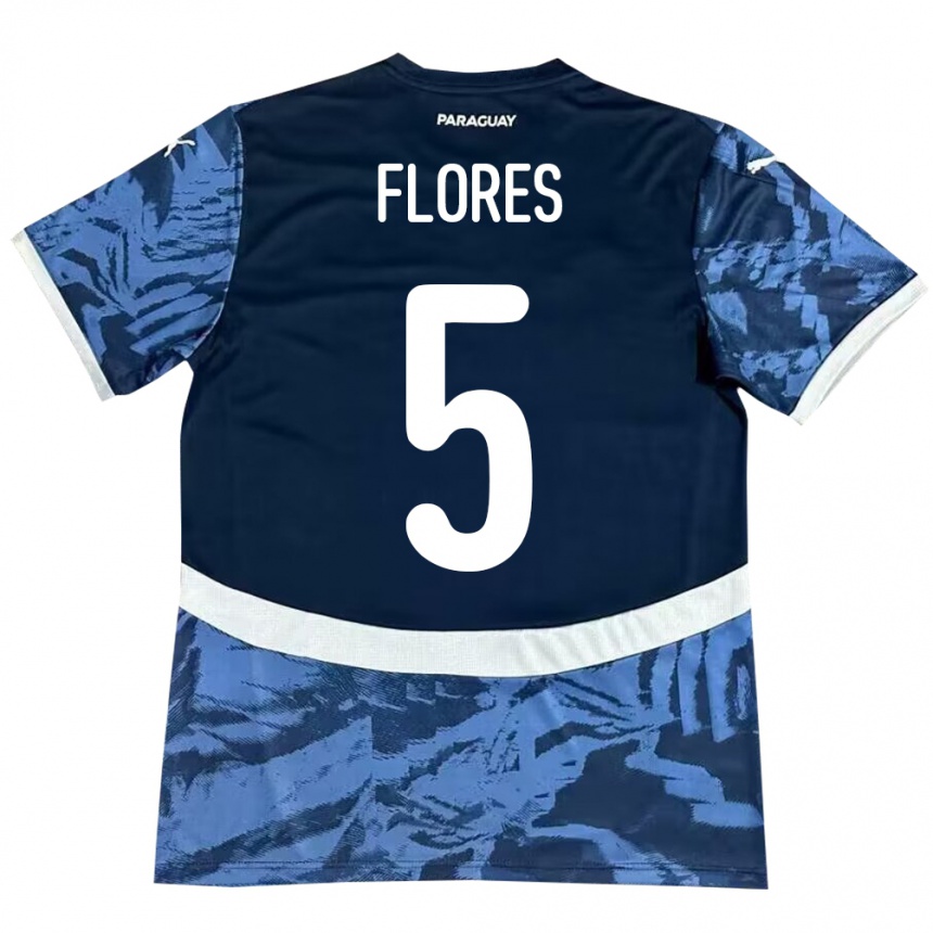 Niño Fútbol Camiseta Paraguay Gilberto Flores #5 Azul 2ª Equipación 24-26 Argentina