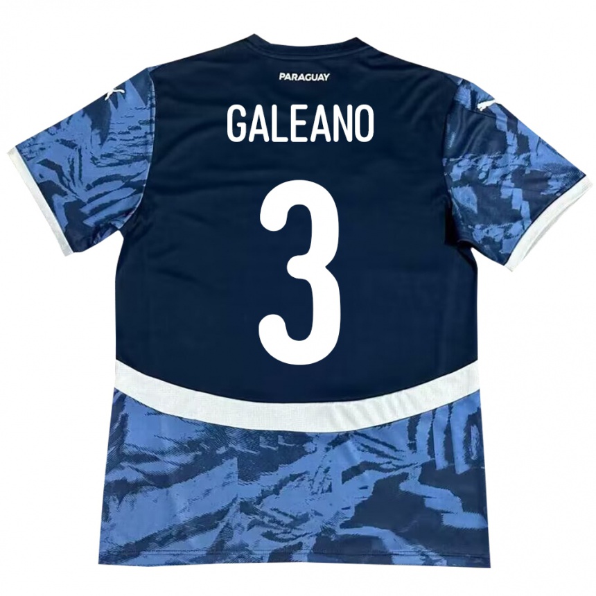 Niño Fútbol Camiseta Paraguay Fernando Galeano #3 Azul 2ª Equipación 24-26 Argentina