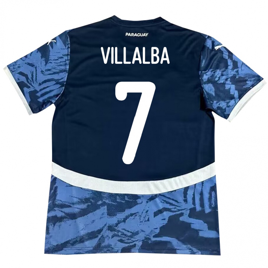 Niño Fútbol Camiseta Paraguay Rodrigo Villalba #7 Azul 2ª Equipación 24-26 Argentina