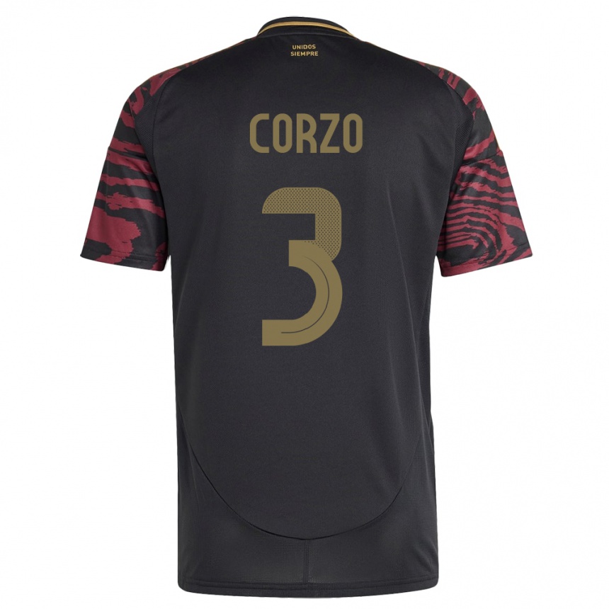 Niño Fútbol Camiseta Perú Aldo Corzo #3 Negro 2ª Equipación 24-26 Argentina