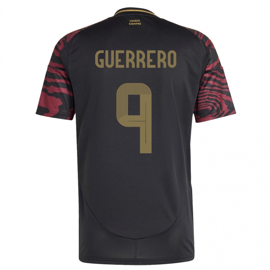 Niño Fútbol Camiseta Perú Paolo Guerrero #9 Negro 2ª Equipación 24-26 Argentina