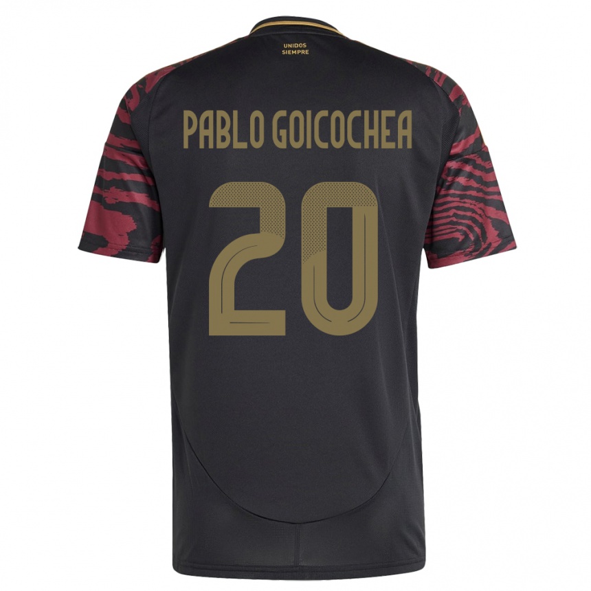 Niño Fútbol Camiseta Perú Juan Pablo Goicochea #20 Negro 2ª Equipación 24-26 Argentina