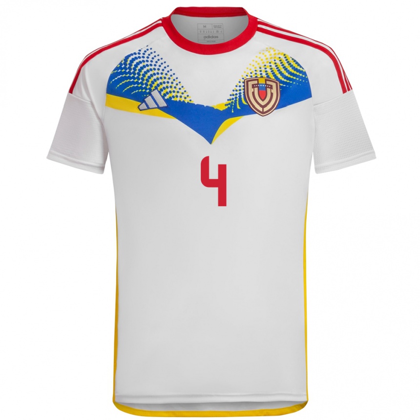 Niño Fútbol Camiseta Venezuela Jon Aramburu #4 Blanco 2ª Equipación 24-26 Argentina