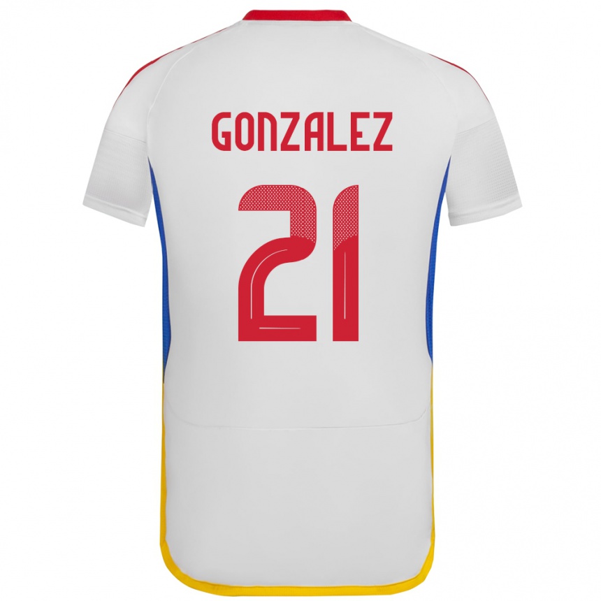 Niño Fútbol Camiseta Venezuela Alexander González #21 Blanco 2ª Equipación 24-26 Argentina