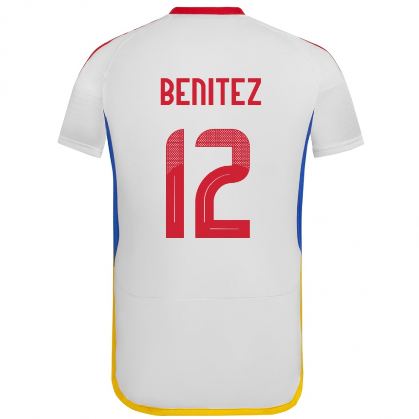 Niño Fútbol Camiseta Venezuela Frankarlos Benítez #12 Blanco 2ª Equipación 24-26 Argentina