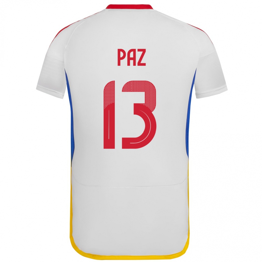 Niño Fútbol Camiseta Venezuela Jesús Paz #13 Blanco 2ª Equipación 24-26 Argentina