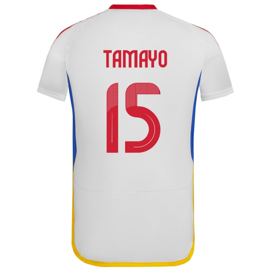 Niño Fútbol Camiseta Venezuela Bianneider Tamayo #15 Blanco 2ª Equipación 24-26 Argentina