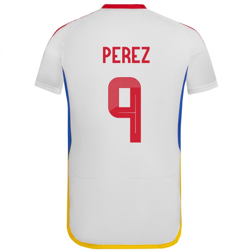 Niño Fútbol Camiseta Venezuela Daniel Pérez #9 Blanco 2ª Equipación 24-26 Argentina