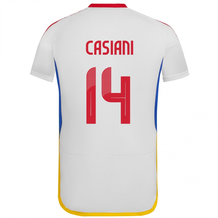 Niño Fútbol Camiseta Venezuela Luis Casiani #14 Blanco 2ª Equipación 24-26 Argentina