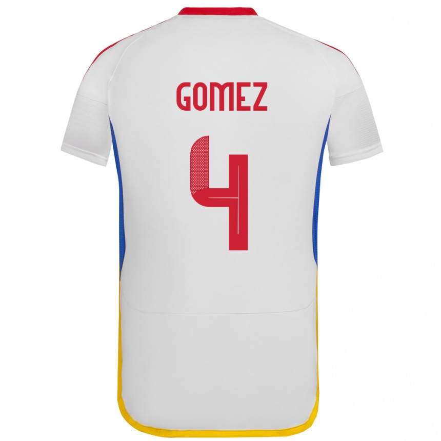 Niño Fútbol Camiseta Venezuela Santiago Gómez #4 Blanco 2ª Equipación 24-26 Argentina