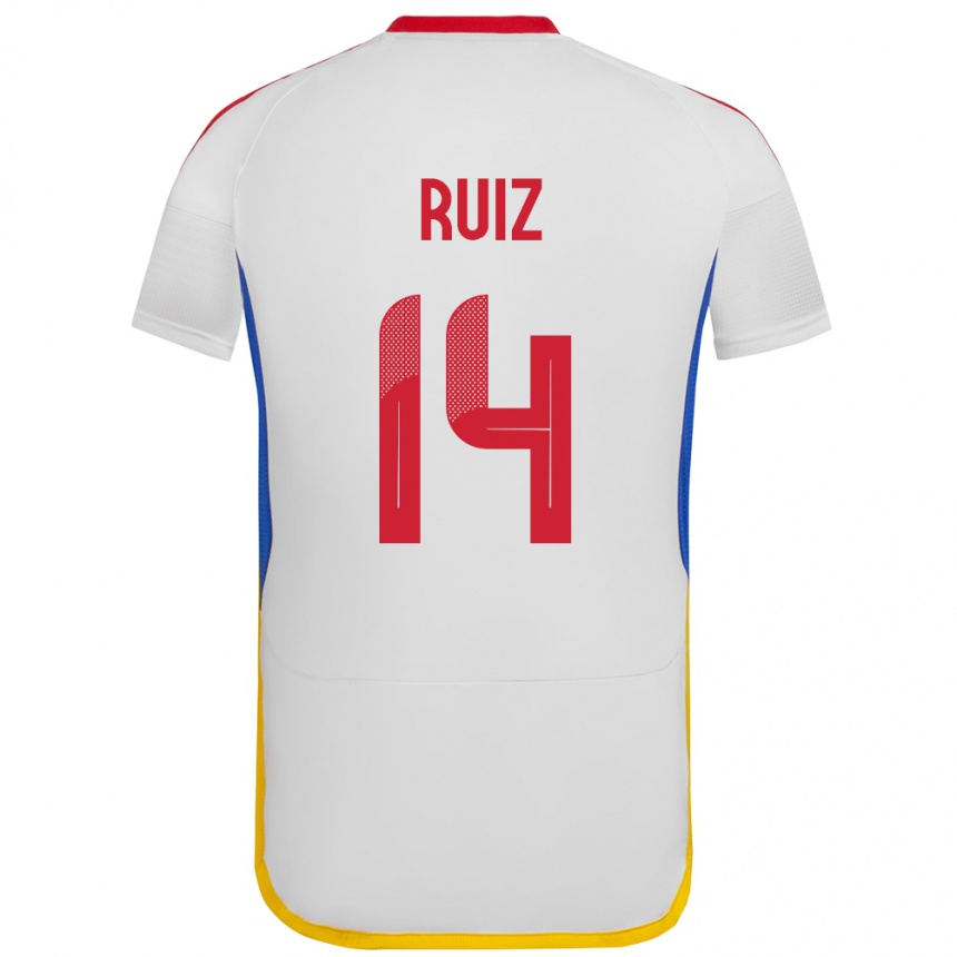 Niño Fútbol Camiseta Venezuela Maicol Ruiz #14 Blanco 2ª Equipación 24-26 Argentina