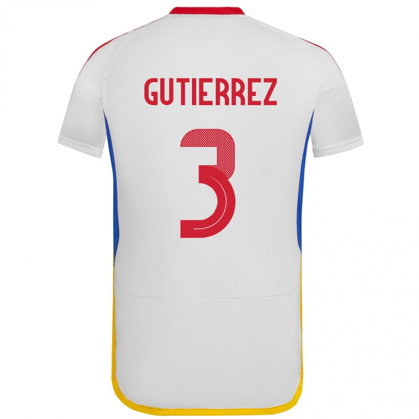 Niño Fútbol Camiseta Venezuela Nairelis Gutiérrez #3 Blanco 2ª Equipación 24-26 Argentina