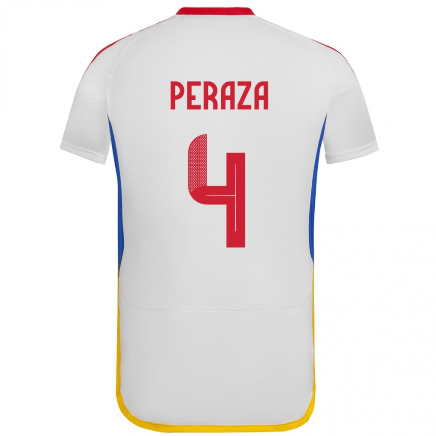 Niño Fútbol Camiseta Venezuela María Peraza #4 Blanco 2ª Equipación 24-26 Argentina