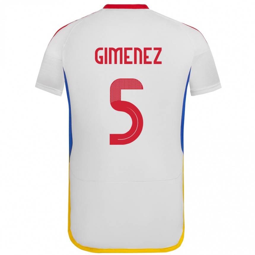 Niño Fútbol Camiseta Venezuela Yenifer Giménez #5 Blanco 2ª Equipación 24-26 Argentina