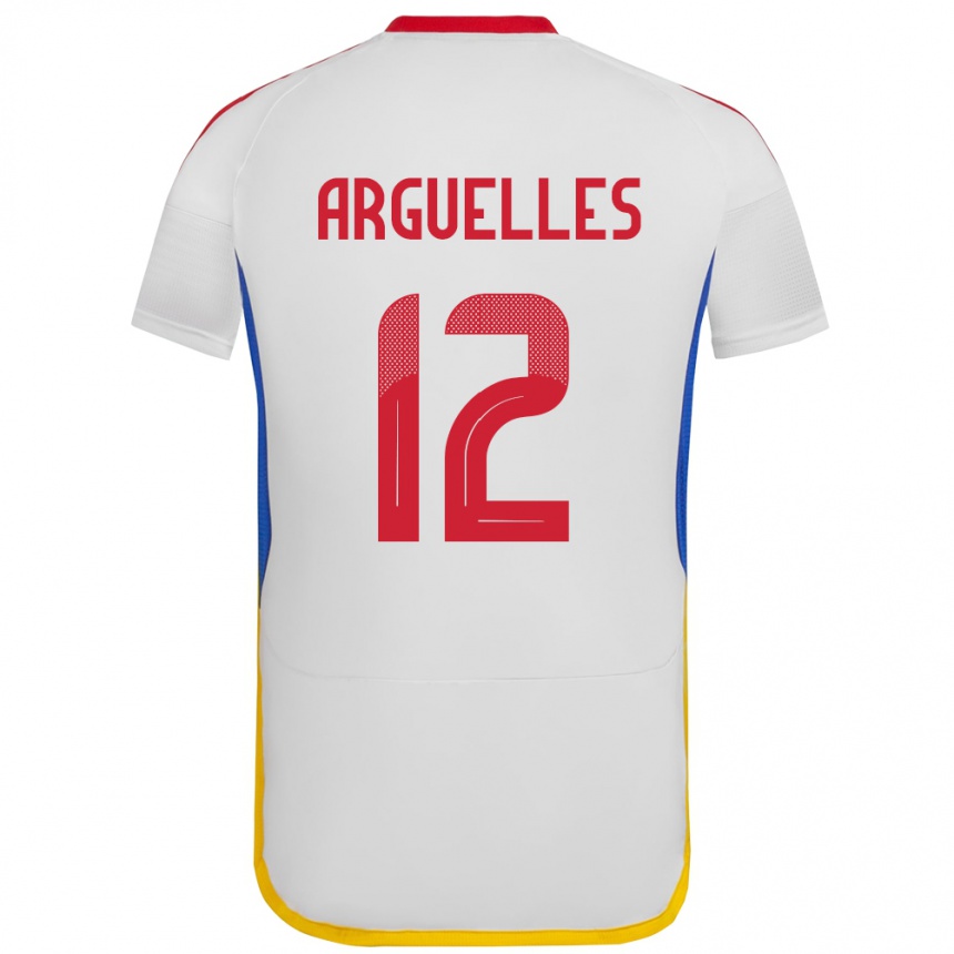 Niño Fútbol Camiseta Venezuela Wilmary Argüelles #12 Blanco 2ª Equipación 24-26 Argentina