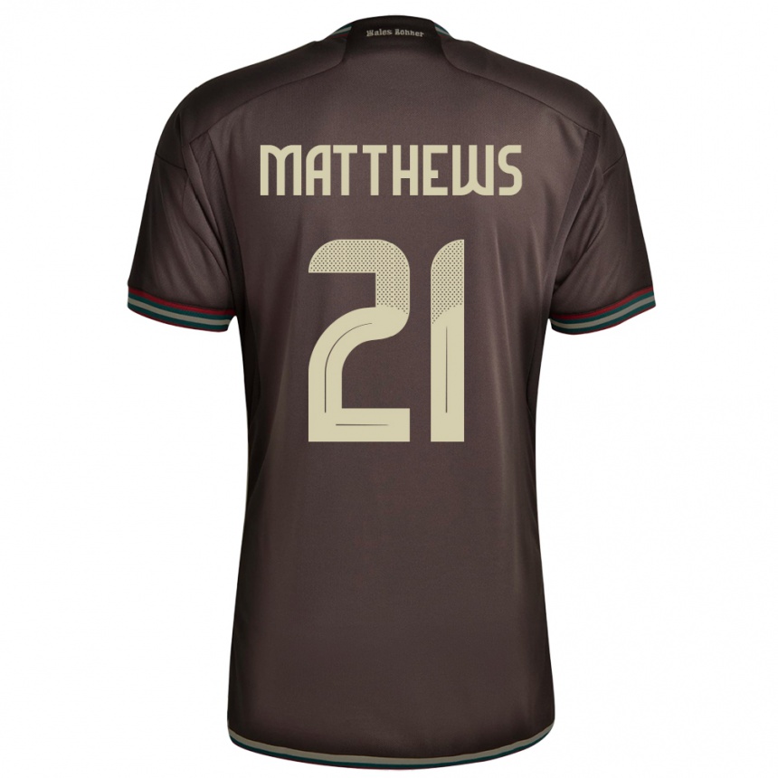 Niño Fútbol Camiseta Jamaica Cheyna Matthews #21 Marrón Noche 2ª Equipación 24-26 Argentina