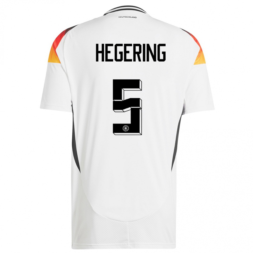 Hombre Fútbol Camiseta Alemania Marina Hegering #5 Blanco 1ª Equipación 24-26 Argentina