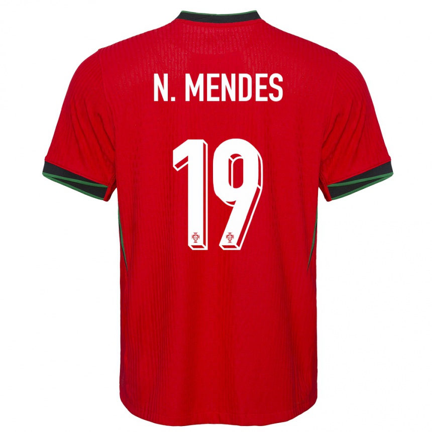 Hombre Fútbol Camiseta Portugal Nuno Mendes #19 Rojo 1ª Equipación 24-26 Argentina