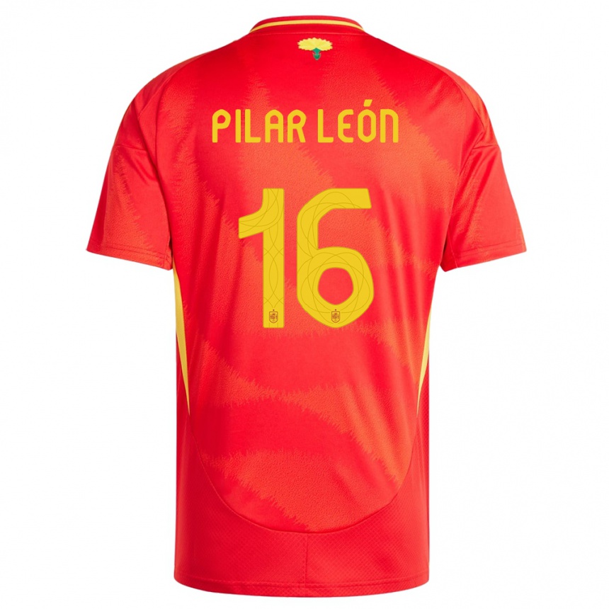 Hombre Fútbol Camiseta España Maria Pilar Leon #16 Rojo 1ª Equipación 24-26 Argentina