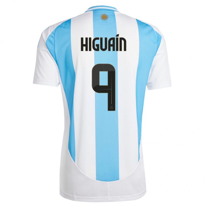 Hombre Fútbol Camiseta Argentina Gonzalo Higuain #9 Blanco Azul 1ª Equipación 24-26 Argentina