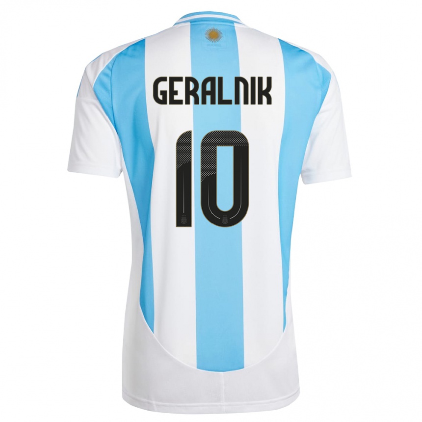 Hombre Fútbol Camiseta Argentina Tiago Geralnik #10 Blanco Azul 1ª Equipación 24-26 Argentina