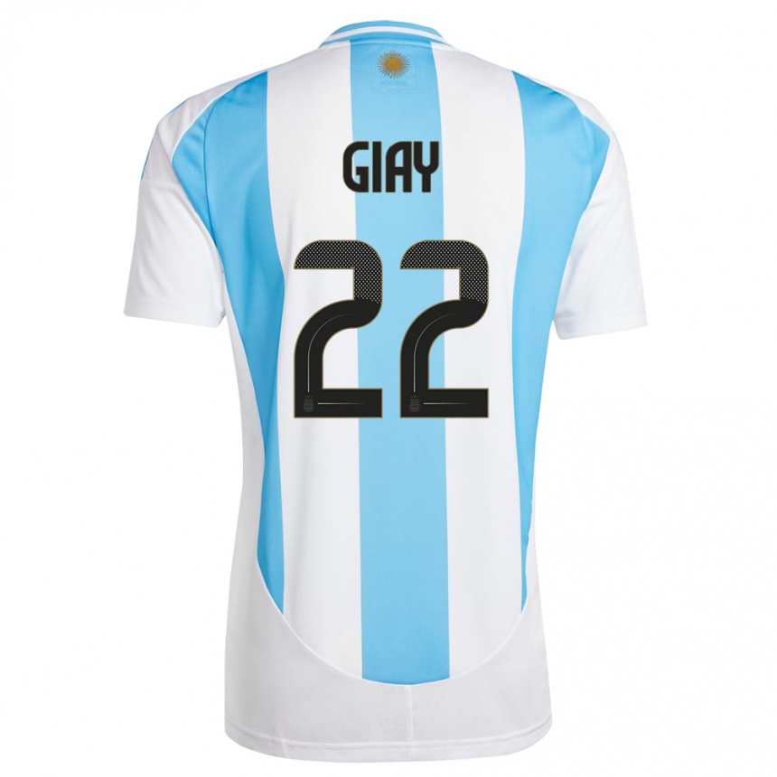 Hombre Fútbol Camiseta Argentina Agustin Giay #22 Blanco Azul 1ª Equipación 24-26 Argentina