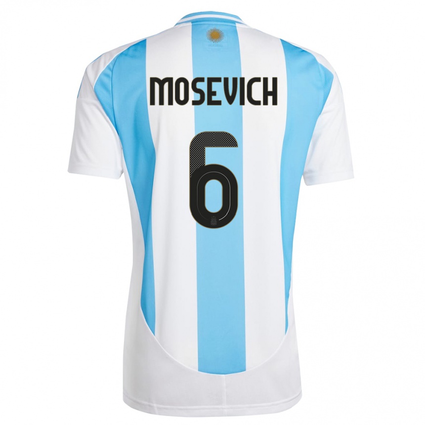 Hombre Fútbol Camiseta Argentina Leonel Mosevich #6 Blanco Azul 1ª Equipación 24-26 Argentina