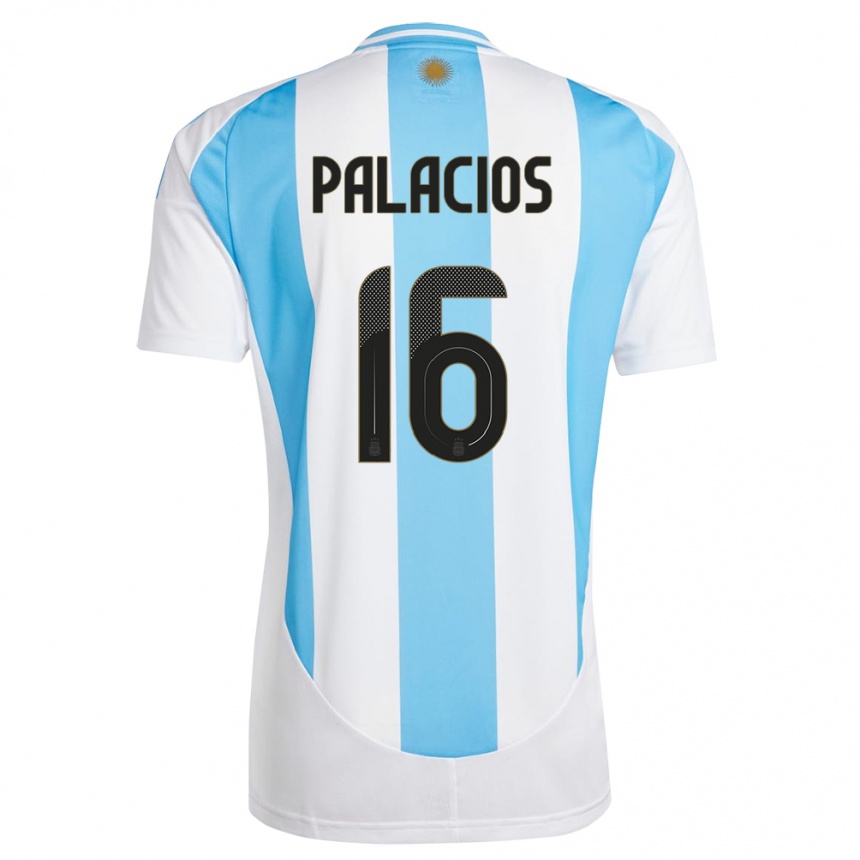 Hombre Fútbol Camiseta Argentina Tomas Palacios #16 Blanco Azul 1ª Equipación 24-26 Argentina