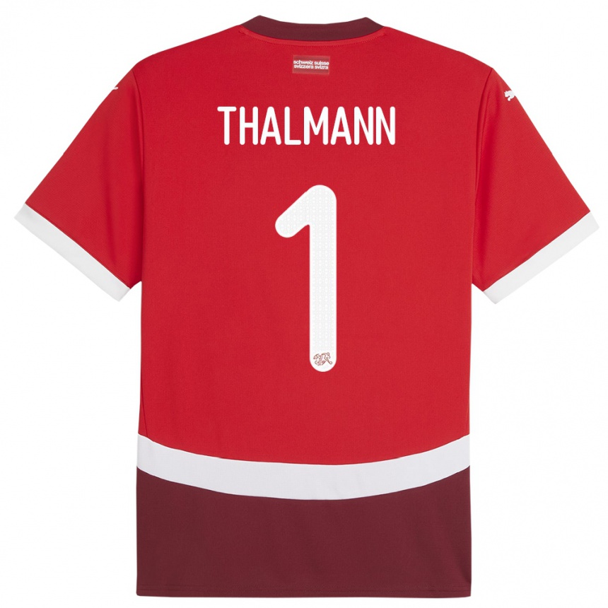 Hombre Fútbol Camiseta Suiza Gaelle Thalmann #1 Rojo 1ª Equipación 24-26 Argentina